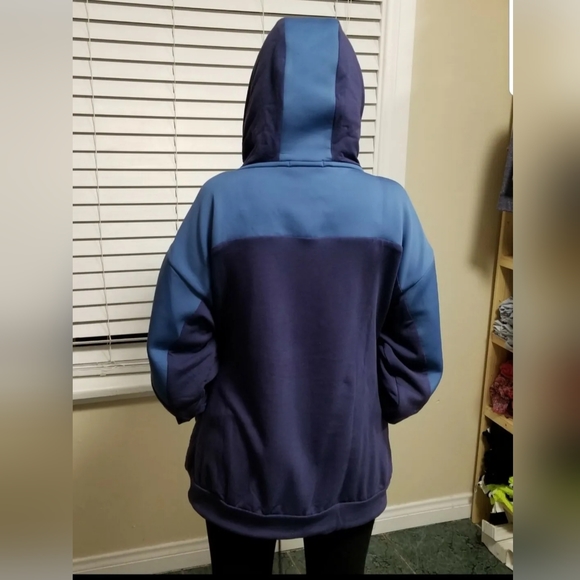 Hoodie gym sweater blue & navy blue pocket pull over various - Picture 2 of 12